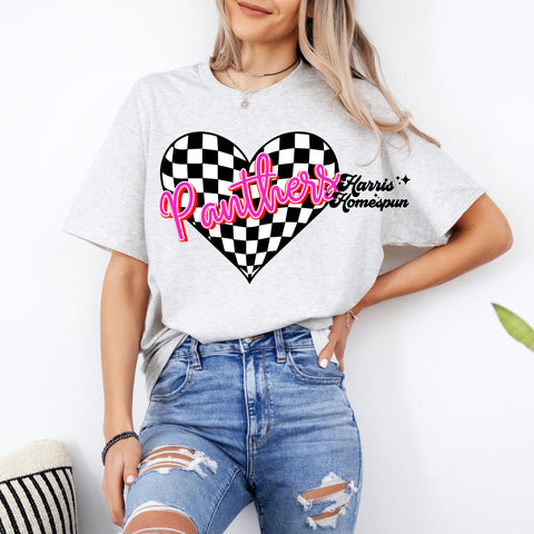 Panthers Checkered Heart Completed Tops