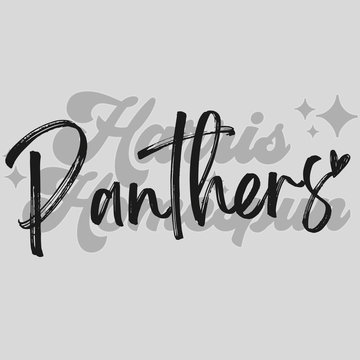 Panthers Cursive with Heart DTF Print – Harris Homespun