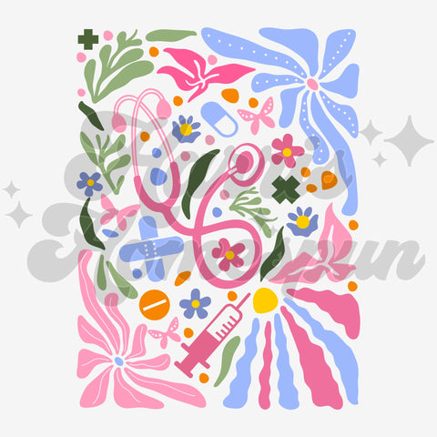 Nurse Floral DTF Print