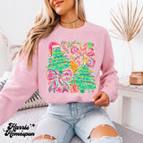 Neon Pink Christmas Trees Completed Top