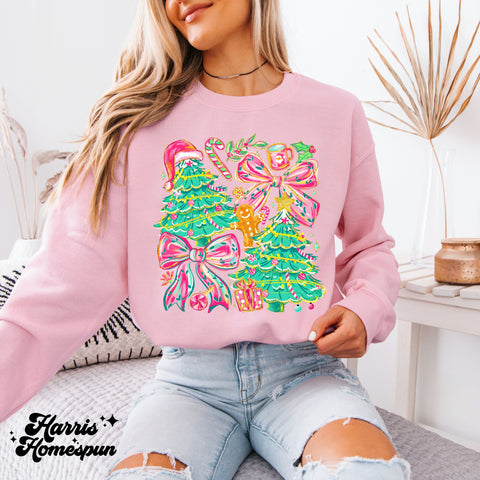 Neon Pink Christmas Trees Completed Top