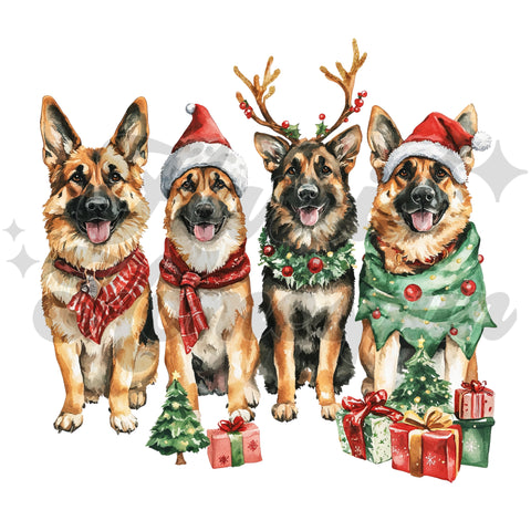 German Pups Christmas DTF Print