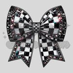 Black Jeweled Checkered Bow DTF Print