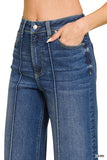 PRE-ORDER Zenana High Rise Wide Leg Pintuck Denim Pants