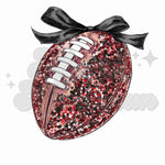 Glittery Football with Black Bow DTF Print