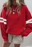 Red Varsity Striped Pullover