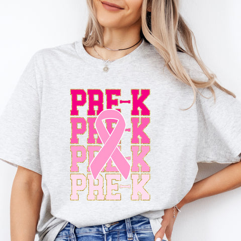 Pre-K Repeat Pink Ribbon Completed Top