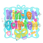 Mint Striped Bow Kindergarten DTF Print