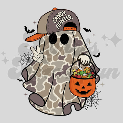 Camo Ghost with Hat DTF Print
