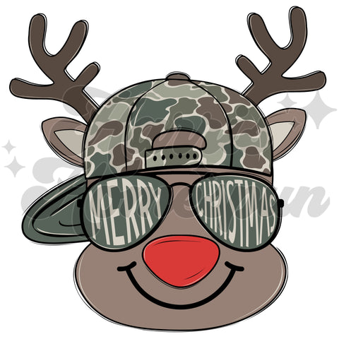 Camo Deer Merry Christmas DTF Print