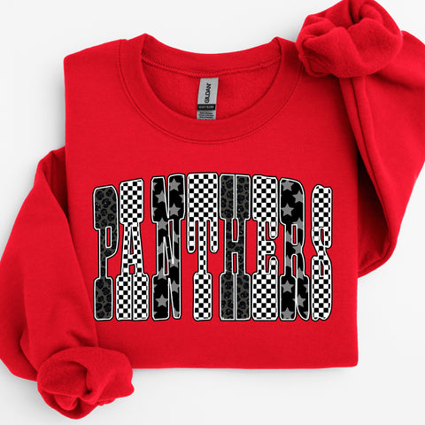 Black and White Pattern Panthers Completed Top