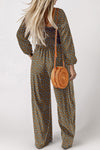 Long Sleeve Brown Floral Pant Romper