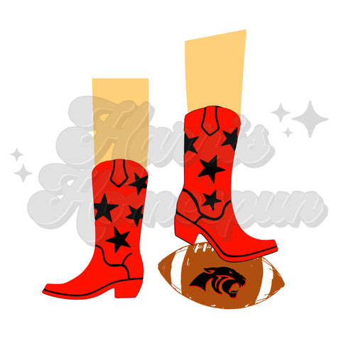 Cowgirl Boots Panther Football DTF Print