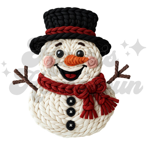 Faux Yarn Snowman DTF Print