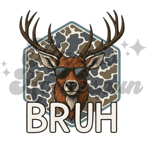 Bruh Camo Frame Deer DTF Print