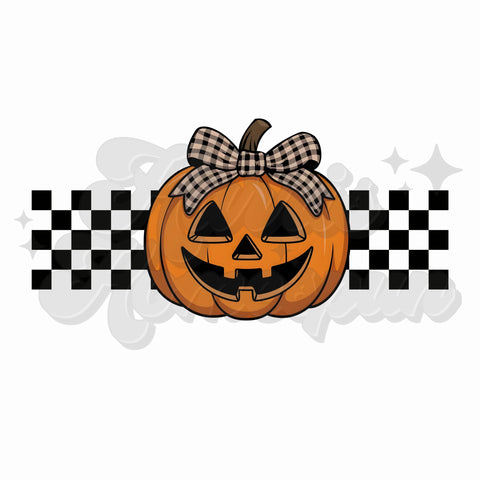 Girl Checkered Pumpkin DTF Print