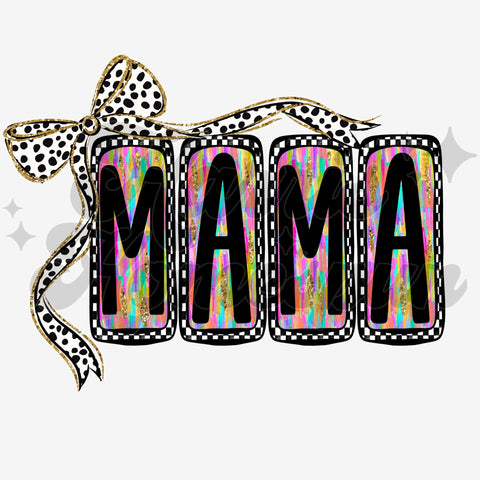 MAMA Brushstrokes with Dotted Bow DTF Print
