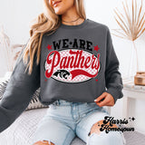 We Are Panthers Red Checkered Circle Completed Top