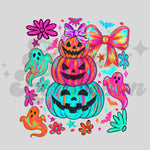 Neon Stack of Pumpkins DTF Print