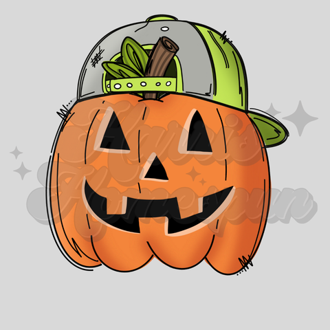 Pumpkin with Backwards Hat DTF Print