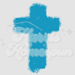 Teal Sparkly Cross DTF Print