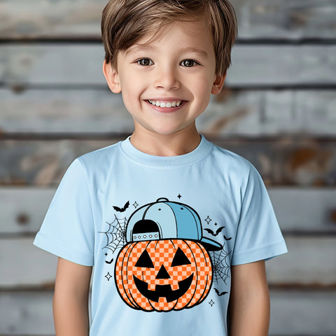 Blue Hat Checkered Pumpkin Stagecoach Spirit Shop Top