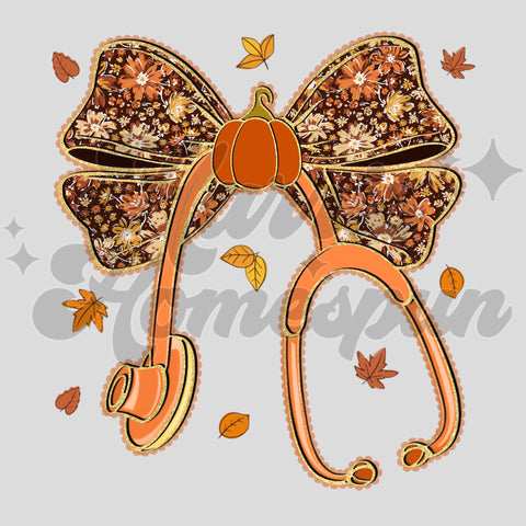 Fall Bow Stethoscope DTF Print