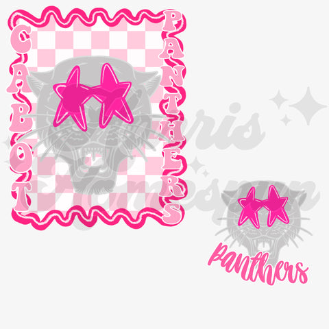 Panther with Pink Checkered DTF Print