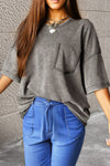 Charcoal Loose Fit Faux Pocket Tee