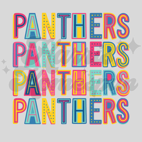 Colorful Panthers Repeat DTF Print