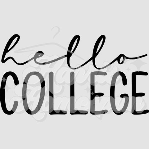 Hello College DTF Print with different color options