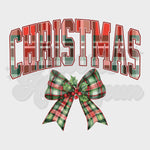 Plaid Christmas with Bow DTF Print