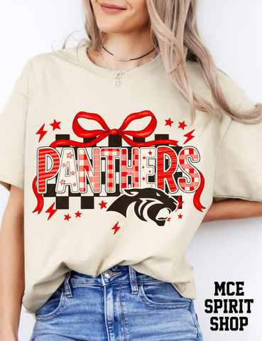 Red Bow Panthers Checkered Completed Top