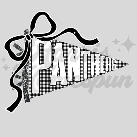 Black Plaid Panthers Flag DTF Print