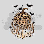 Spooky Vibes Leopard Pumpkin DTF Print