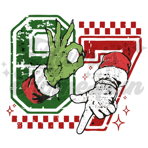 Grinch and Santa 67 hands DTF Print
