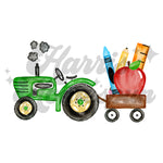 Green Tractor Pulling School Supplies DTF Print