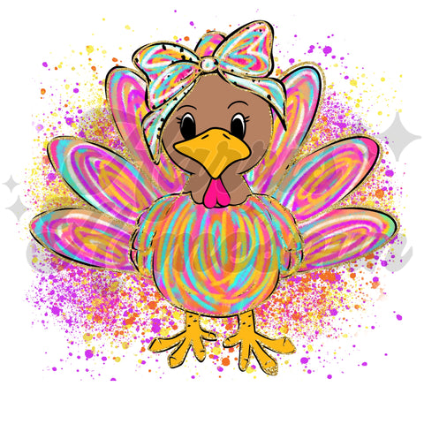 Splattered Cute Turkey DTF Print