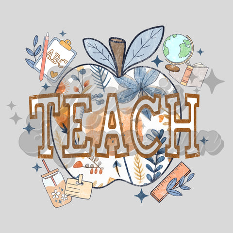 Teach Fall Color Apple DTF Print