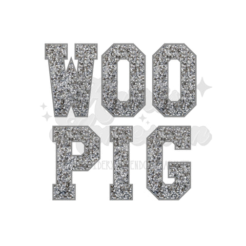 Silver Sequin WOO PIG DTF Print