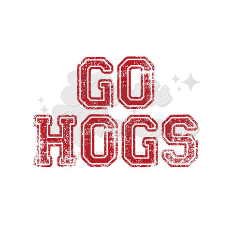 GO HOGS Red Distressed DTF Print