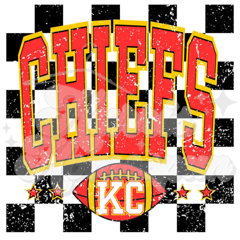 Checkered Chiefs Football DTF Print