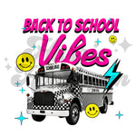 Back to School Vibes Checkered Bus DTF Print