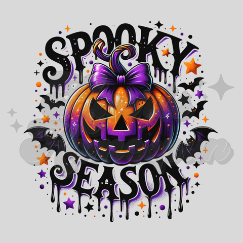 Purple Bow Spooky Season DTF Print