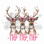 Girly Deer with Pink Bows HoHoHo DTF Print