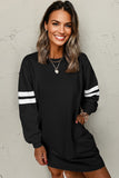 Black Varsity Contrast Banded Sleeve Sweatshirt Dress