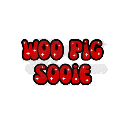 Woo Pig Sooie Red with Stars DTF Print