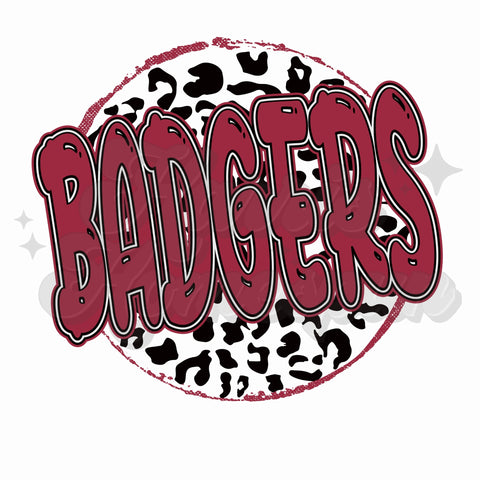 Badgers black and white Leopard DTF Print