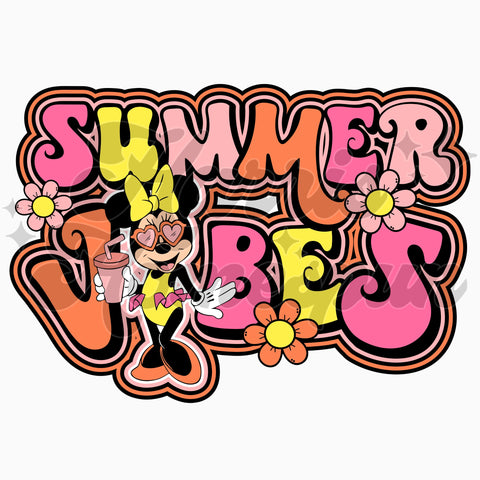 Girly Mouse Summer Vibes DTF Print