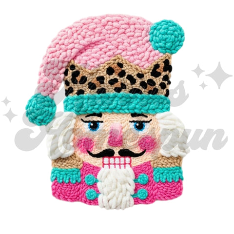 Pink Faux Yarn Nutcracker DTF Print